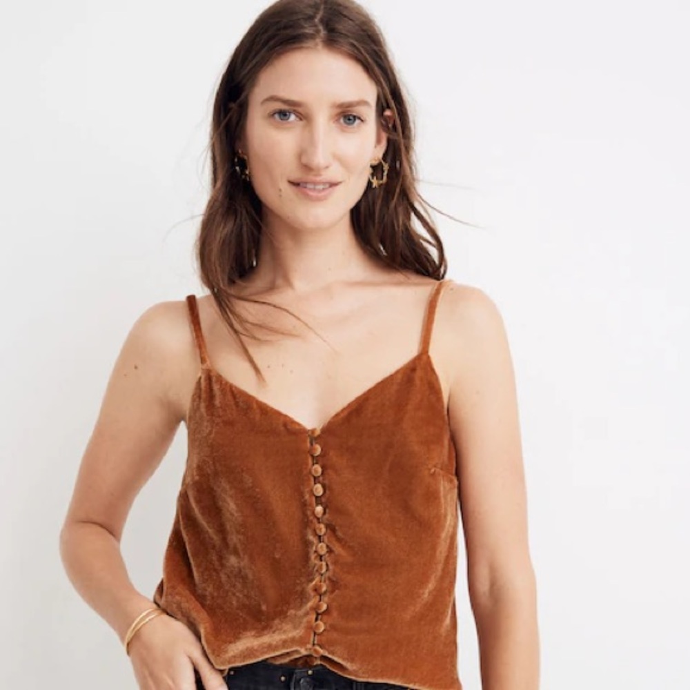 Madewell Velvet Button-Down Cami in Vintage Gold - NWT